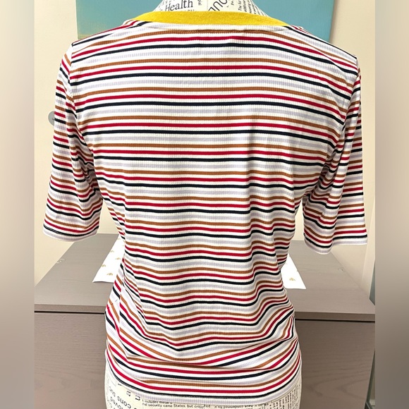 BB Dakota Ribbed Multicolored Striped Tee T Shirt Large - Picture 2 of 8